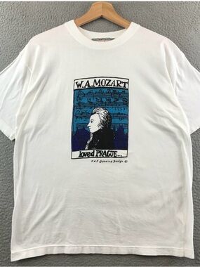 RARE FIND -Vintage Wolfgang Amadeus  Mozart Loved Prague  T Shirt  Art Music Tee